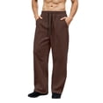 thumbnail image 2 of Mens Wide Leg Sweatpants Drawstring Elastic Waist Loose Open Bottom Casual Soft Pants Straight Leg Uncuffed Lounge Athletic Workout Street Sweat Pants with Pockets, 2 of 6