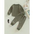 thumbnail image 4 of Bagilaanoe 2pcs Toddler Baby Boy Long Pants Set Long Sleeve T Shirts Tops + Stripe Print Trousers 6M 12M 18M 24M 3T Kids Casual Outfits, 4 of 8