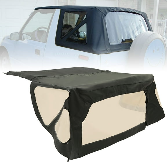 Kojem Sailcloth Soft Top Replacement for 1988-1994 Suzuki Sidekick Geo Tracker Black W/Tinted Windows