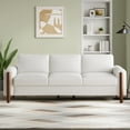 thumbnail image 3 of Yadil Teddy Fleece Upholstered 3 Seater Sofa Couch, Wooden Home Sofa Living Room, Comfy Cloud Couch for Bedroom, Home Office, Cream White, 3 of 8