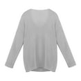 thumbnail image 3 of Fesfesfes Women Sweaters V-neck Loose Pullover Tops Casual Loose Solid Color Long Sleeves Sweater Tops, 3 of 8