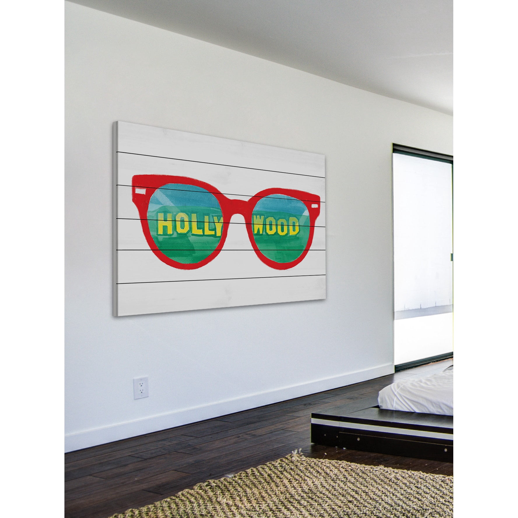 Marmont Hill "Hollywood Glasses" By Molly Rosner Painting Art Print On White Wood, 24.0" x 1.5"