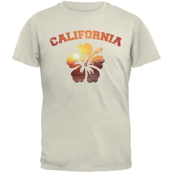 California Hibiscus Natural Adult T-Shirt - Large