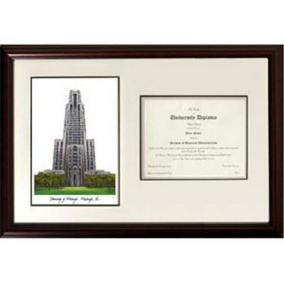 Campus Images PA993V University of Pittsburgh Scholar Framed Lithograph with Diploma