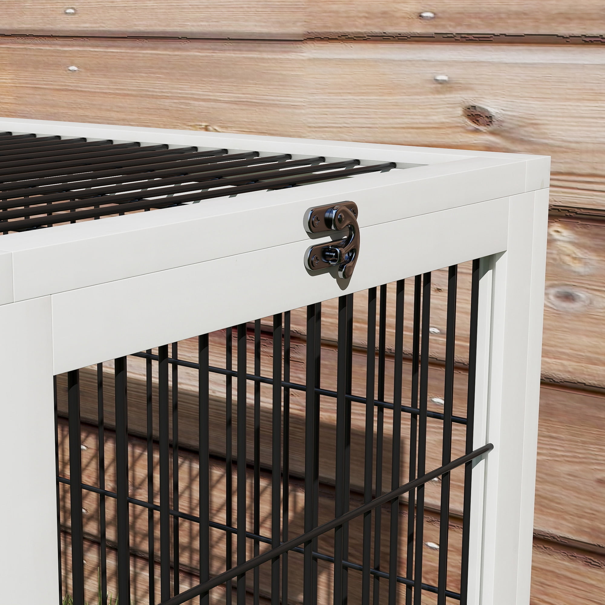 2 Levels Outdoor Rabbit Hutch with Openable Top, 59" Wooden Large Rabbit Cage with Run Weatherproof Roof, Removable Tray, Ramp, Dark Gray