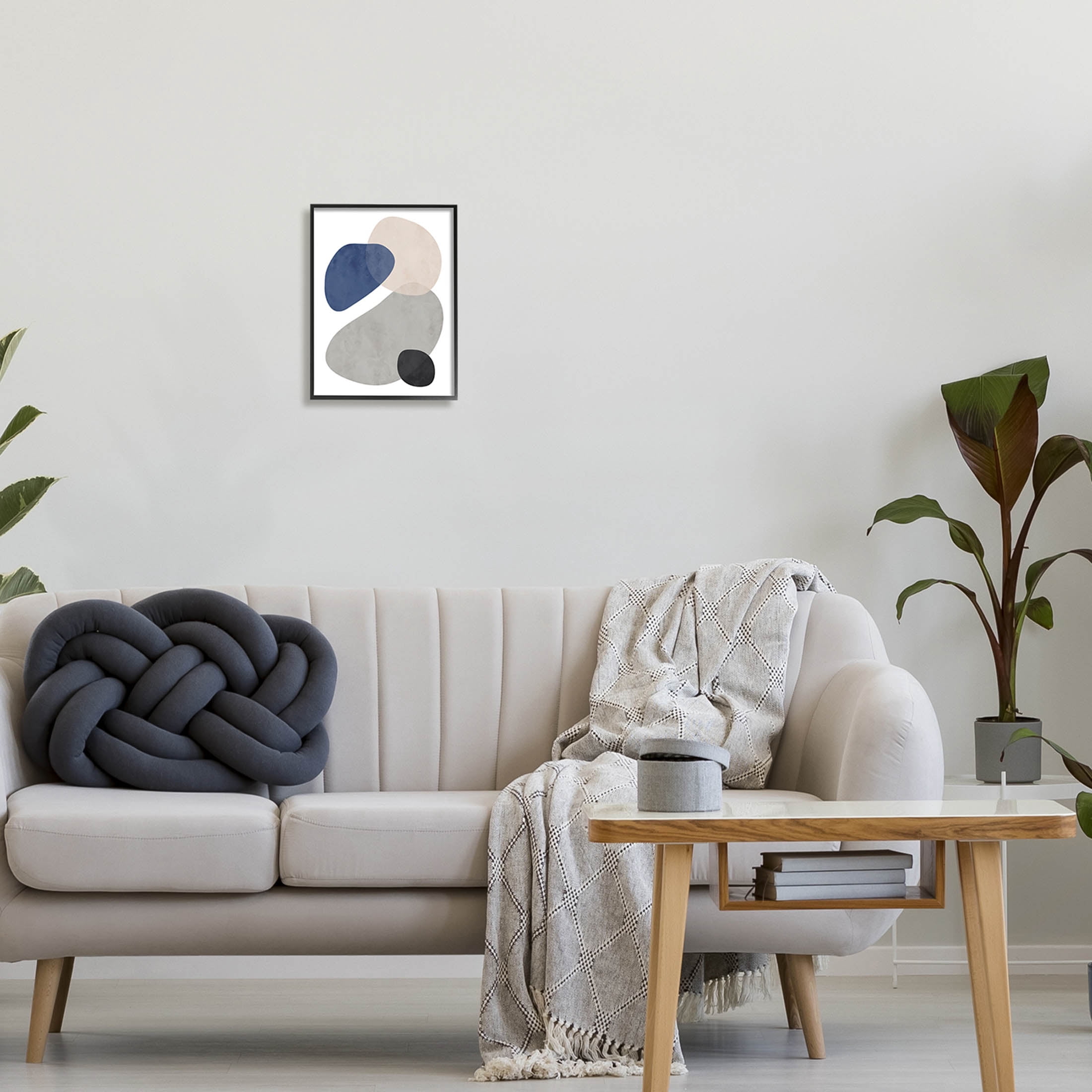 Layered Minimal Oblong Forms Abstract Graphic Art Black Framed Art Print Wall Art