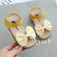 thumbnail image 2 of GiLiling Girls Open-Toe Sandals, Polka Dot Bow Hook-and-Loop Strap, Soft Upper Non-Slip Rubber Sole Casual Summer Beach Sandals (Yellow, 5-5.5 Years), 2 of 2