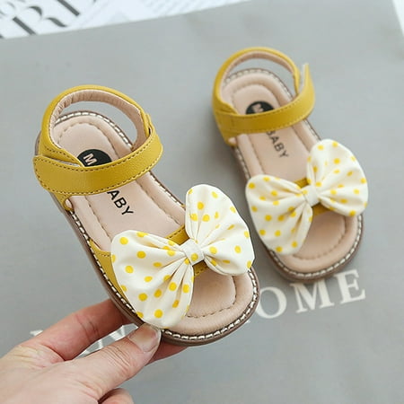 

〖TOTO〗Girls Sandals Sandals Children Beach Shoes Soft-Soled Princess Non-Slip Kids Girls Bowknot Dot Girl S Shoes