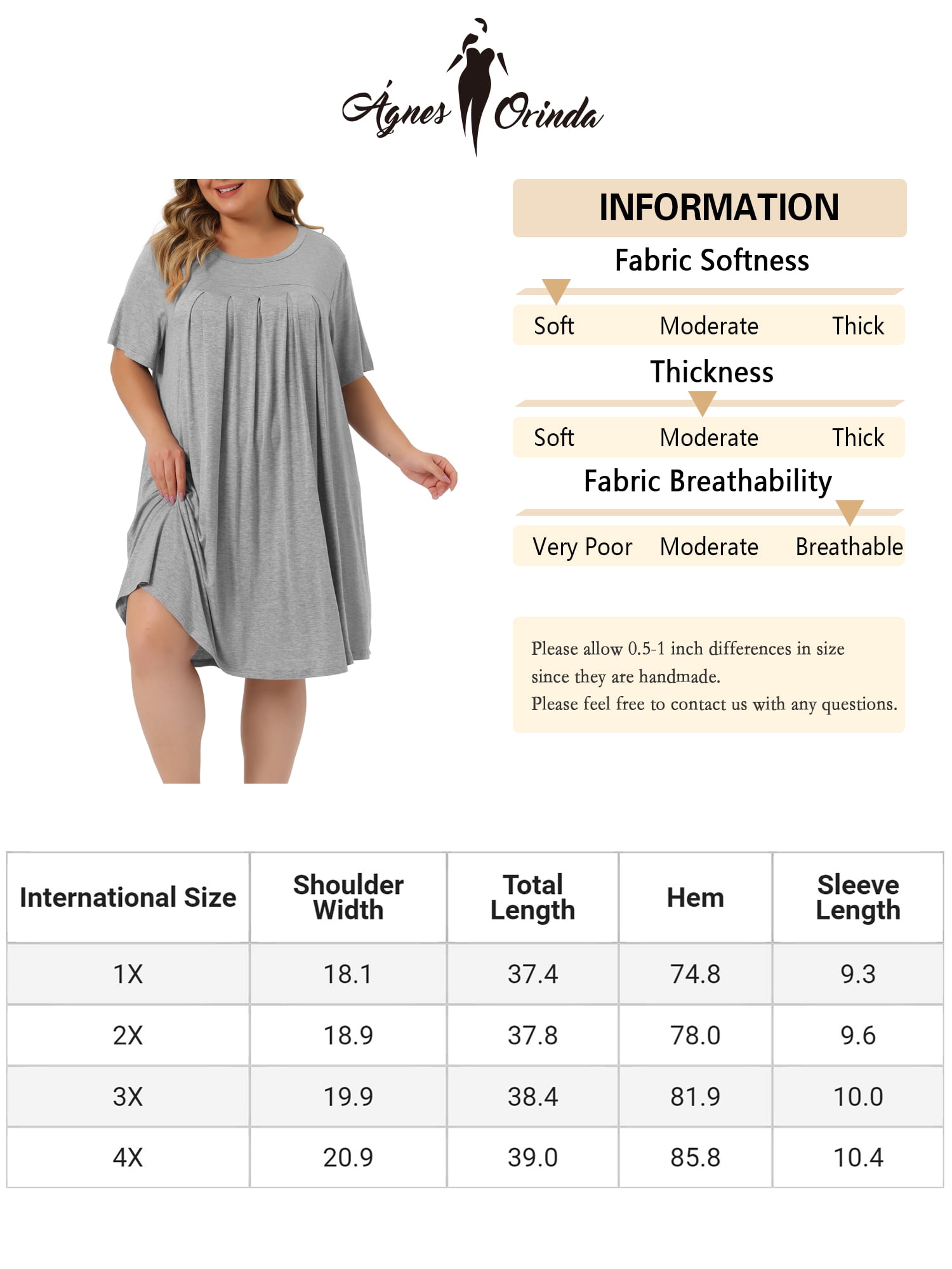 Unique Bargains Women's Plus Size Nightgown Sleepwear Sleep Dress Nightwear Loungewear