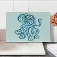 thumbnail image 2 of Octopus Cutting Board, Ornamental Marine Sea Animal with Curved Lines Underwater Wildlife, Decorative Tempered Glass Cutting and Serving Board, Small Size, Violet Blue Teal, by Ambesonne, 2 of 5