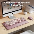 thumbnail image 4 of Wireless Keyboard and Mouse Combo Latte, Retro Round Keycaps, Full Size with Detachable Wrist Rest, 2.4G for PC Mac Windows, 4 of 9