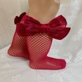 thumbnail image 2 of DEELLEEO Toddler Girls Bow Decor Fishnet Over The Calf Socks, 2 of 7