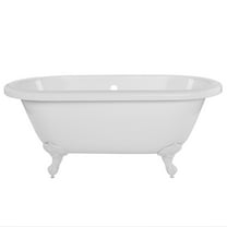 Windsor 66 Inch Acrylic Double Ended Clawfoot Tub - Continuous Roll Rim - No Faucet Drillings - Ball & Claw Feet