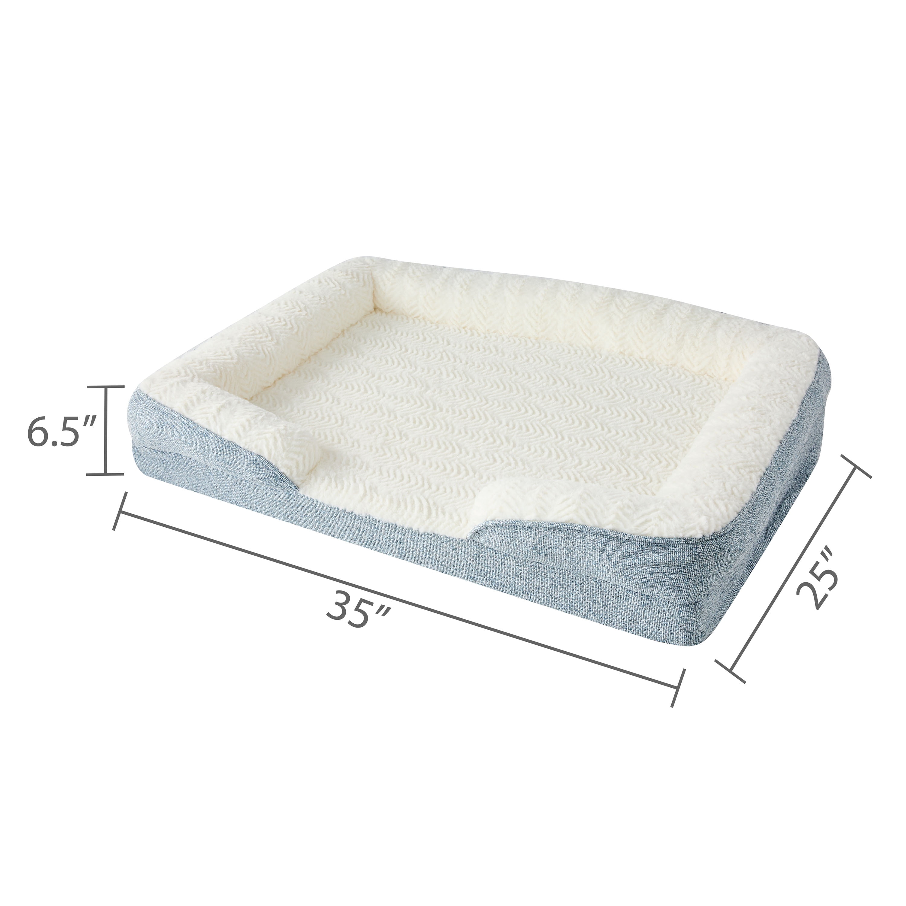 Vibrant Life Medium Orthopedic Bolster Dog Bed, Blue, 25" x 35"