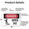 thumbnail image 2 of (2 Pack) Open Pit OSHA Danger Sign 18 Inch X 12 Inch Indoor / Outdoor Rust-Free Aluminum Metal Signs for Workplace, Workshop, and Construction Site, Made in the USA, 2 of 8