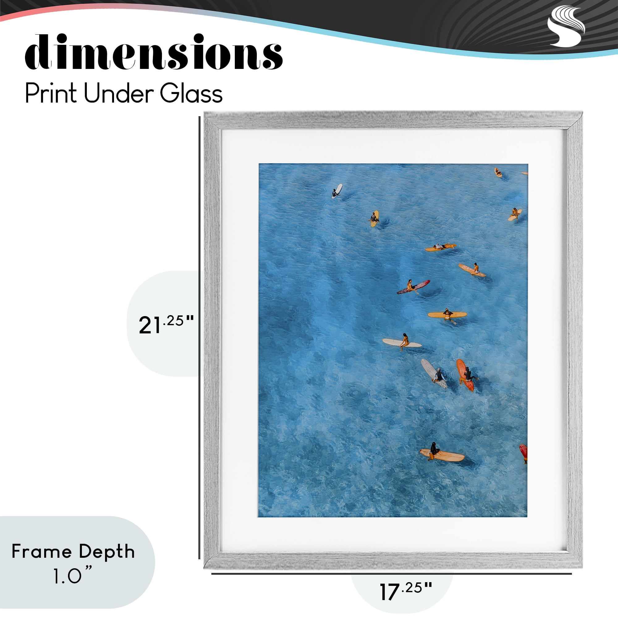 Stupell Industries Leisurely Surfers on Sea Gray Framed Print Under Glass, design by Jesse Keith
