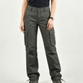 thumbnail image 5 of Women's Cargo Pants, Straight Leg Solid Trousers with Multi Pockets, Casual Long Pants for Work Outdoor Hiking Wear | VerBelle,Army Green L, 5 of 7