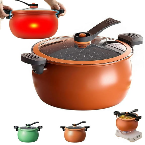 Multifunctional Large Capacity Non-stick Pressure Cooker, Micro Pressure Cooker,8 Qt,Visible Transparent Glass Cover, Anti-Scalding Handle,For Family Meals, Soups,Stews,and More