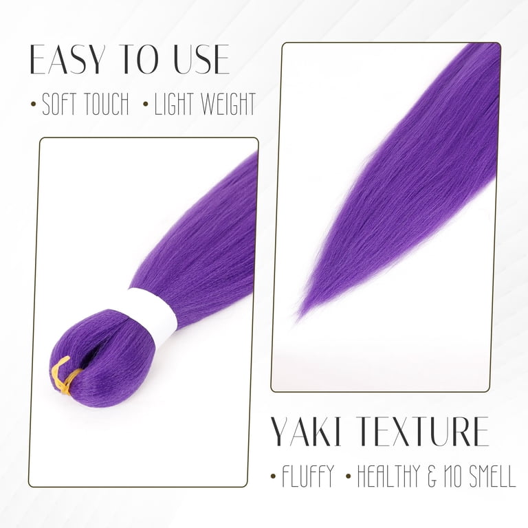 NWT Yaki Long Purple Hair Extensions Synthetic Crochet Hair 48 Inch 2 Packs Long Purple Hair Extensions for Braids Pre Stretched Purple  main image 2