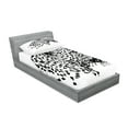 thumbnail image 2 of Ambesonne Animal Fitted Sheet & Pillow Sham Set, Jaguar Sketch Wildlife, Twinxl, White and Black, 2 of 2