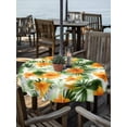 thumbnail image 2 of Outdoor Tablecloth with Umbrella Hole Zipper Summer Flowers Round Tablecloth 60" Waterproof Outside Table Cloth Orange Botanical Florals Green Leaves Patio Table Cover Tablecloths for Picnic Party, 2 of 8