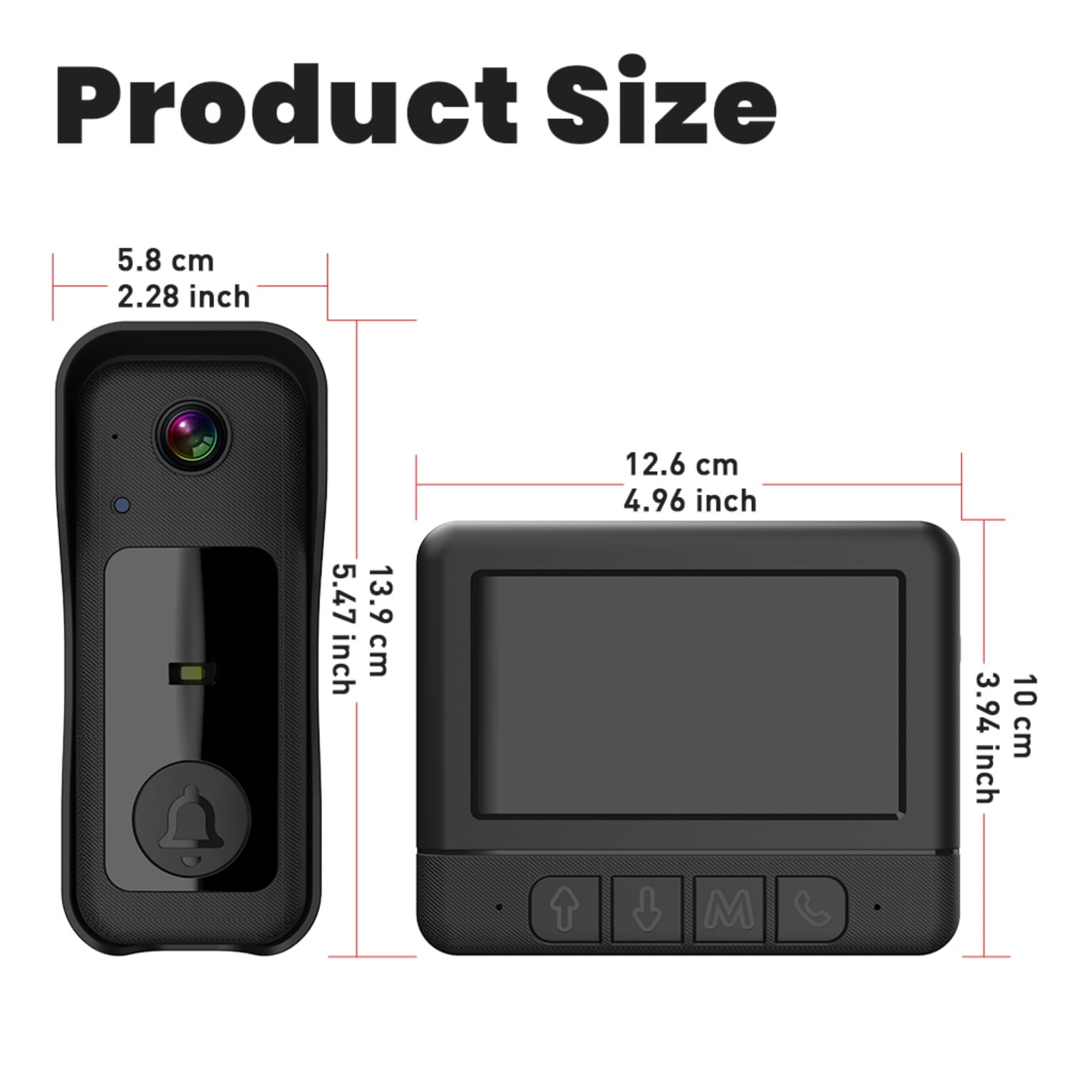 Visual smart doorbell with 4.3-inch color display, 0.3 megapixel camera for home security
