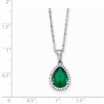 thumbnail image 2 of Beautiful Sterling Silver Rhodium Simulated Emerald & CZ Necklace, 2 of 2