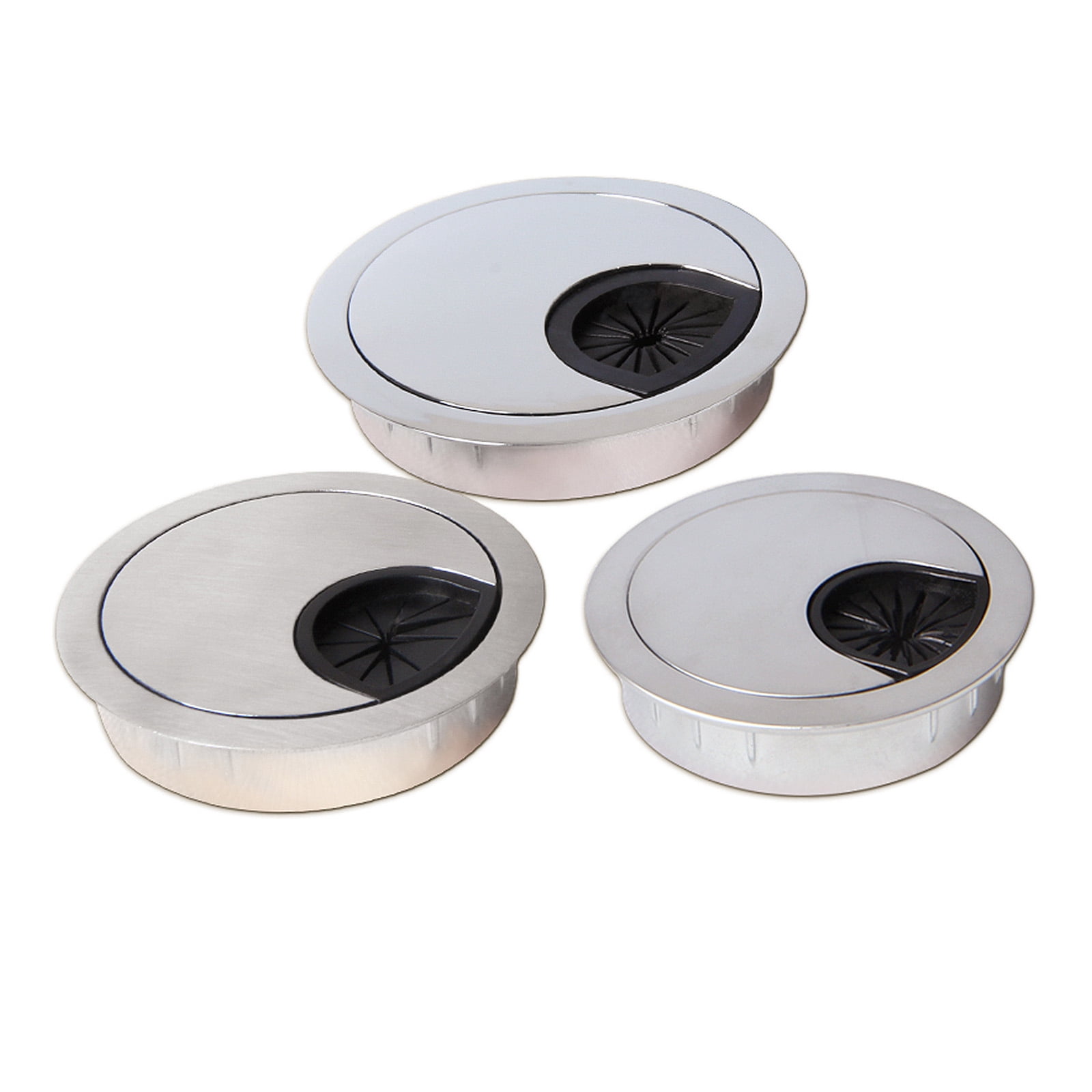 Round Desk Cable Grommet with Brush - Cable Management Hole Cover for Office Desks, TV Stands, and Conference Tables - Wire Organizer for Computer Cords and Power Cables