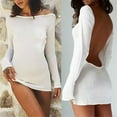 thumbnail image 3 of Txlixc Vestido sexy de mujer, vestido de cadera de manga larga de cuello redondo de color sólido Txlixc moda, 3 of 7