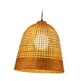 thumbnail image 1 of Lámpara colgante LED tejida, lámpara de araña con base E27, lámpara de techo rústica, pantalla de bambú para dormitorio, vestíbulo, entrada, pasillo, decoración. Campana 40cm, 1 of 9
