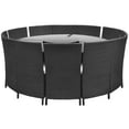 thumbnail image 6 of vidaXL Outdoor Dining Set with Cushions 7 Pieces Poly Rattan Patio Brown/Black, 6 of 20