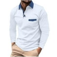 thumbnail image 2 of YOIAVAIOY Men’s Long Sleeve Golf Shirts Casual Fashion Polos Breathable Tee Shirts Color Block Slim Fit Shirt with Pocket White M, 2 of 6