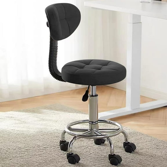 Office Drafting Chair with Back Support and Footrest Multi-Purpose Office Desk Chair, Home Chair Thick Seat Cushion for Home Bar Kitchen Shop, Black