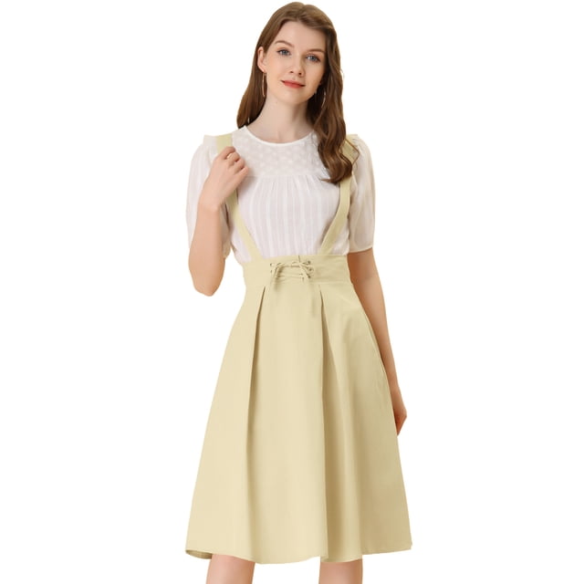 Allegra K Vestido General De Cintura Elástica Con Tirantes Y Tirantes Para Mujer Albaricoque S