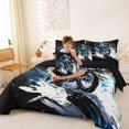 thumbnail image 4 of Manfei Sporty Motocross 7-Piece Twin Bedding，Speed Theme Bedding Comforter Set，Blue,Black Reversible, 4 of 7