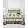 thumbnail image 2 of Full Size Quilt Bedding Set, Black Khaki Boho Reversible Summer Quilt 3 Pieces, Vintage Ethnic Tribe Abstract Art Retro Lightweight Bedspreads Coverlets with 2 Pillow Shams for All Seasons, 2 of 5