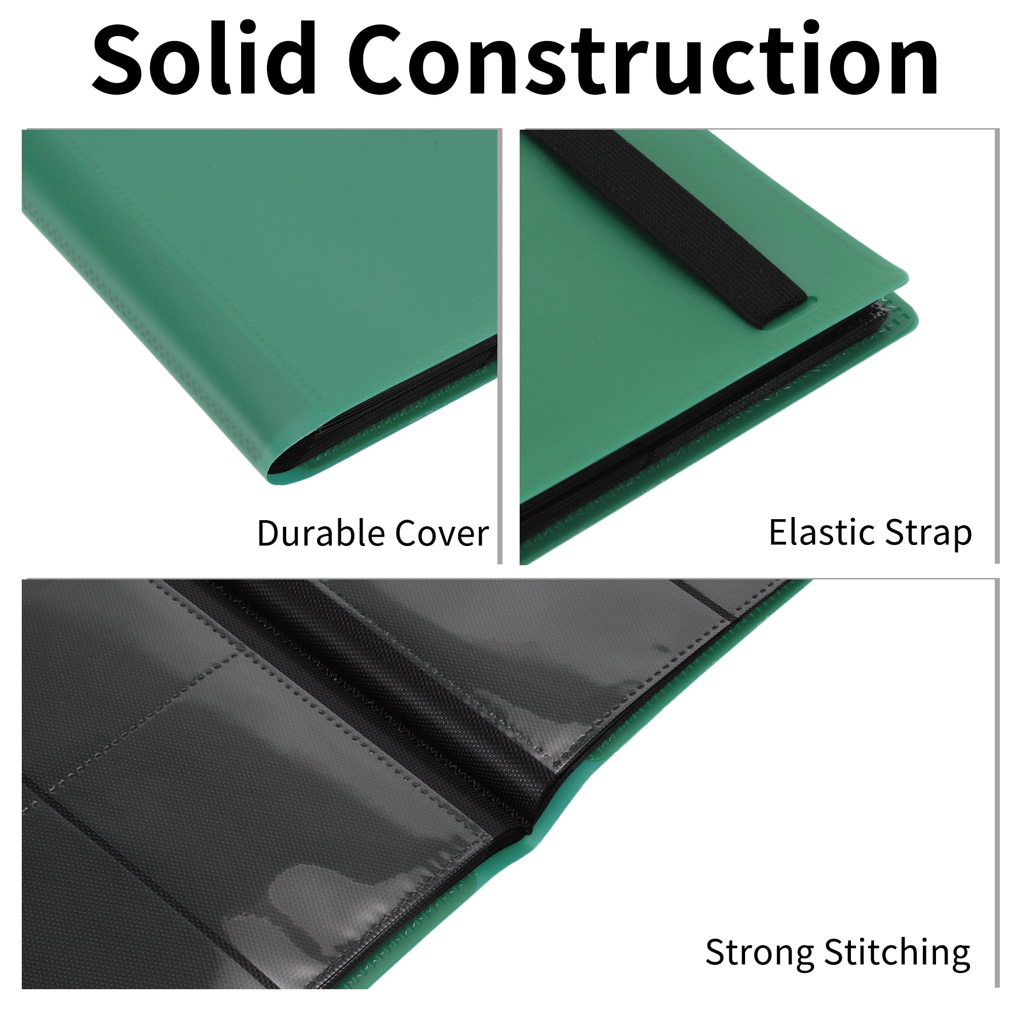Unique Bargains Card Binder Trading Card Collector Album Holder Green,160 pockets