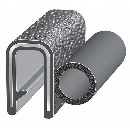 Trim-Lok Trim Seal, 25 ft L,Black, PVC, 7/32 in W 7100B3X1/16A-25