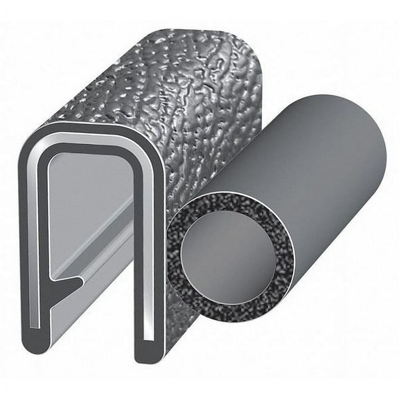 Trim-Lok Trim Seal, 25 ft L,Black, PVC, 5/16 in W 7100B3X1/8A-25