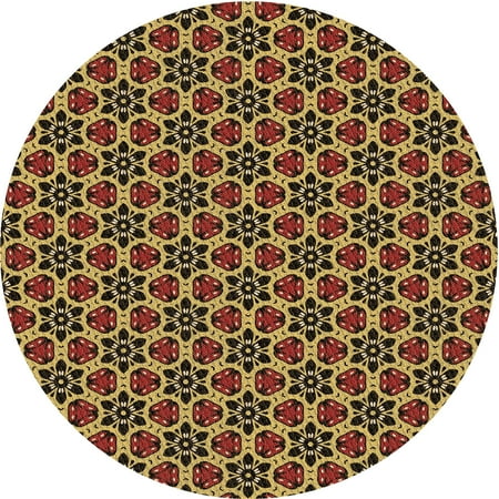 

Ahgly Company Indoor Round Patterned GoldenRod Gold Area Rugs 6 Round