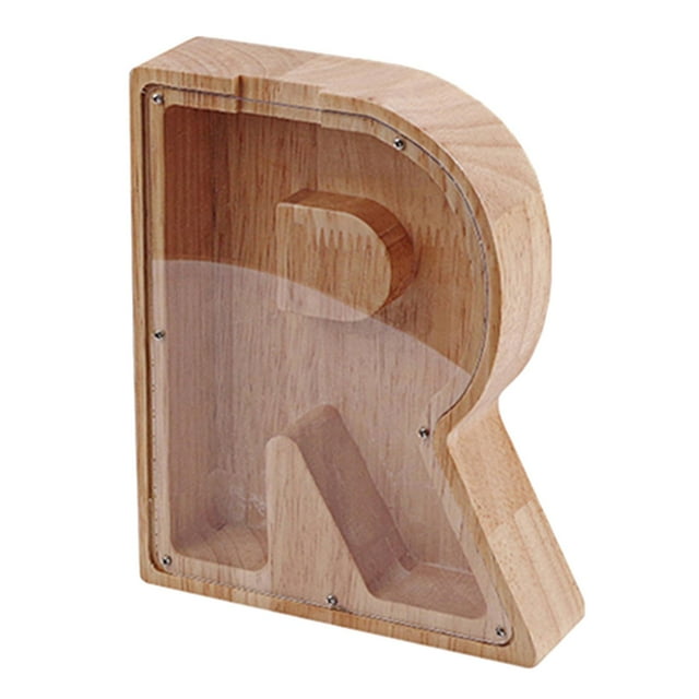 Alcancía de madera con forma de letra del alfabeto para ahorrar dinero en bodas. R