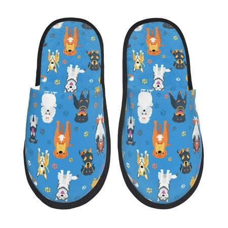 

House Slippers for Women Men - Cute Dogs Warm Non-slip Mens Womens Slippers Cozy Slip-on House Shoes Bedroom Outdoor Indoor Slippers for Men