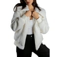 thumbnail image 5 of Jess by Meiko Women's Jackets Long Sleeve Oversized Collar Front Pockets Zipper Plush Bomber Jacket XS White, 5 of 7