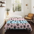 thumbnail image 4 of Pink Blue Paw Print Tapestry for Bedroom Wall Hanging Tapestry, Vintage Farmhouse Rustic Wooden Grain Ceiling Backdrop Tapestries Poster Blanket Wall Decor for Teens Room Living Room Dorm 59" x 90", 4 of 8