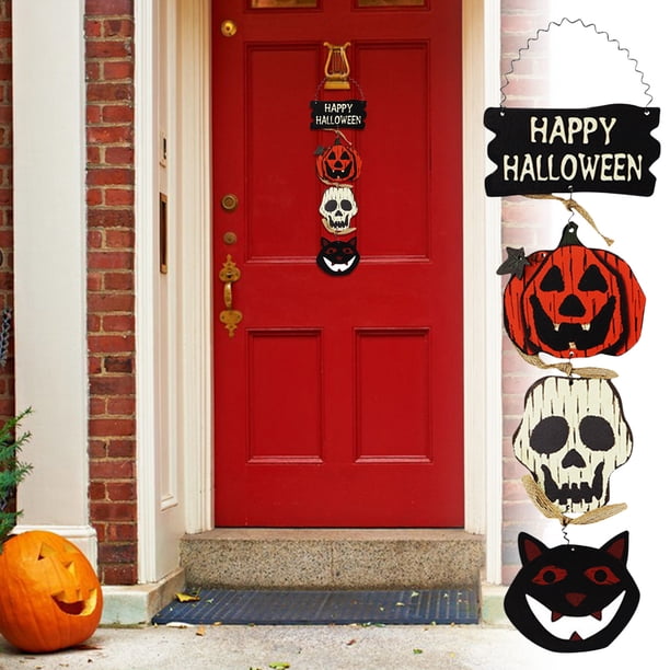 Xihbxyly Letrero de Calabaza de Halloween, Decoración de Madera para Colgar En La Puerta, Material Duradero y Resistente a La Decoloración, Decoración de Pared para Puerta de Entrada, Apto para Porch