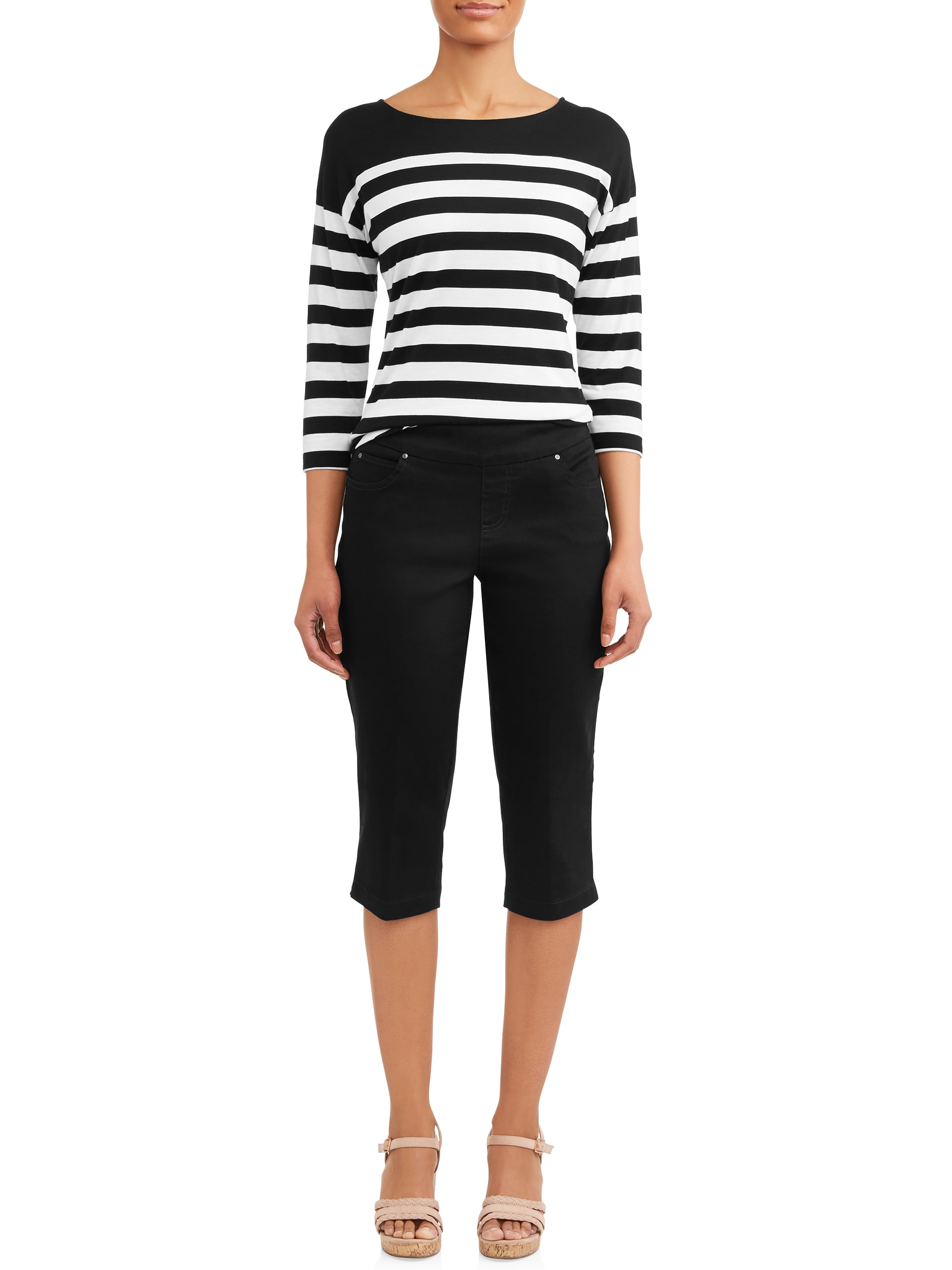 Time And Tru Women S Essential Pull On Capri Pant Walmart Com