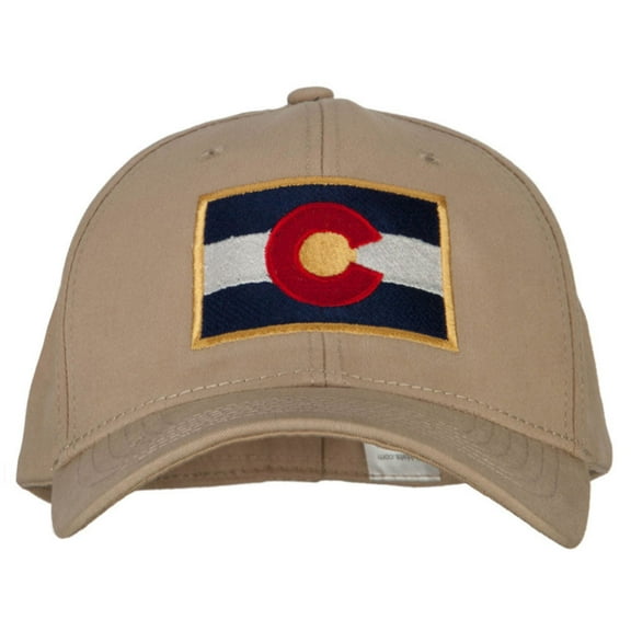 Colorado Flag Embroidered Big Size Stretchable Fitted Cap - Khaki XL-3XL
