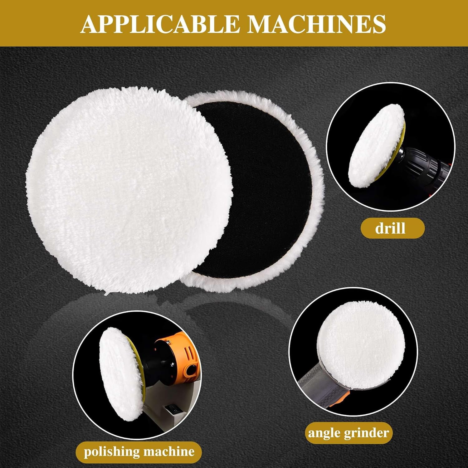 15-pack 5-inch wool polishing pad with hook-and-loop buffer wheel, suitable for orbital polishers, synthetic polishing machine wheels
