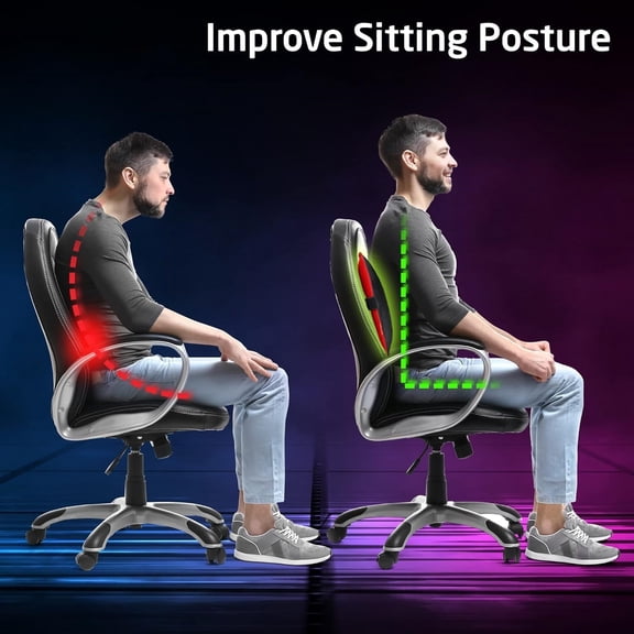 Back Vitalizer Lumbar Support Pillow, 3-Second Pain Relief, Premium Ergonomic Back Support for Office Chairs and Car Seats, Enhances Sitting Posture