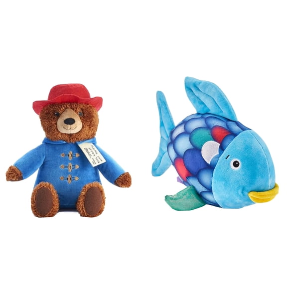 Paddington English Bear & Rainbow Blue Fish Set Plush Kohl's 12" Stuffed Dolls New